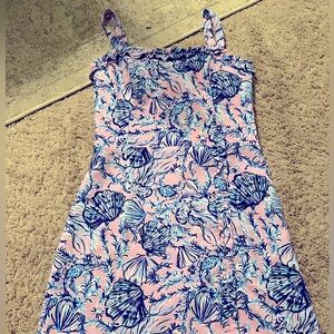 EEUC Lilly Pulitzer size 2 sleeveless romper. Pink and blue shell print